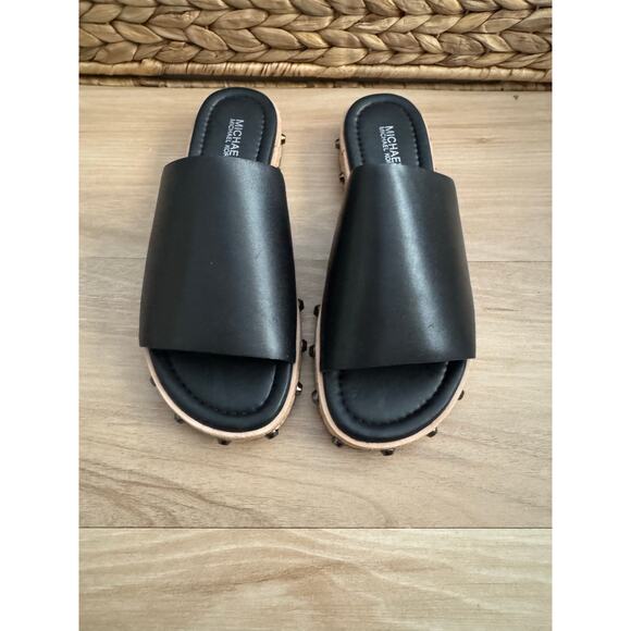 Michael Kors Ellen Studded black Leather Slide Sandal - Picture 6 of 10